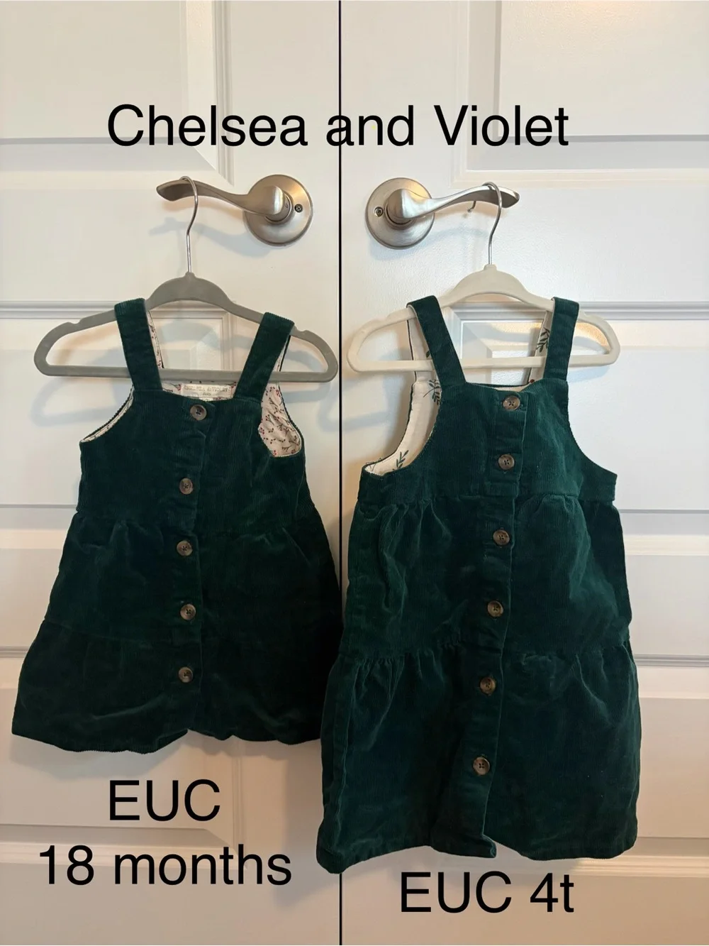 Chelsea & Violet Forest Green Corduroy Button-Front Pinafore Dress Set